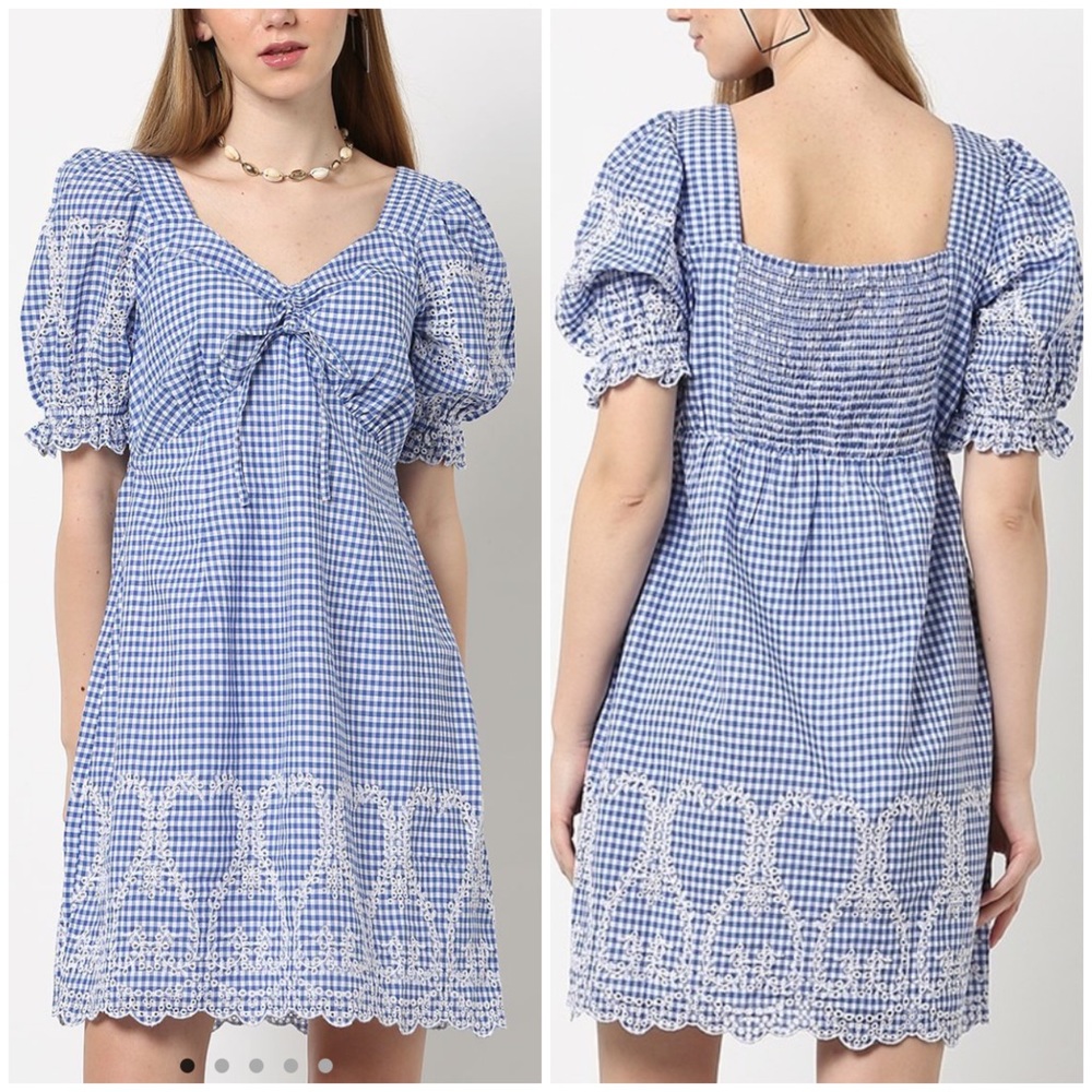 100% cotton schiffli embroidery a line dress